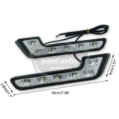 Üniversal 6 Led Mercedes Tip Gündüz Ledi Araba Gündüz Farı Araç Oto DRL Led Lamba Güçlü Işık 12V Su Geçirmez Beyaz 2 Adet image 3