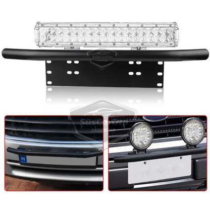 Her Araca Uyumlu Plaka Altlığı ve Koruma Demiri Sis Ayağı SUV 4X4 Off Road Led Montaj Braketi Plakalık Led Bağlantı Ayağı Krom image 2