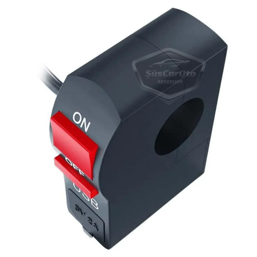 Motosiklet Atv Elektrikli Bisiklet Jetski 12V Açma Kapama Düğmesi Butonu Far Anahtarı USB Şarj Soketi Su Geçirmez 22 mm Gidon Montaj Çok Fonksiyonlu USB Şarj Cihazı image 9
