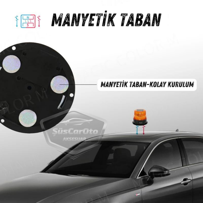 Güneş Enerjili Mıknatıslı Çakarlı Tavan Tepe Lambası Yuvarlak Tip Off Road Ambulans İtfaiye Kurtarıcı Çakar Su Geçirmez Mavi Kablosuz Tepe Çakar image 9