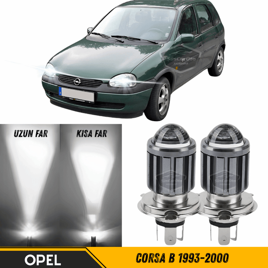 Opel Corsa B 1993-2000 Uyumlu Mercekli Far Ampulü Led Xenon Beyaz Renk Far Şimşek Etkili CSP Led Lamba Uzun Kısa 2 Adet Takım image 0
