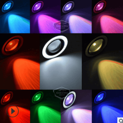 Üniversal Kumandalı RGB Mercekli Angel Sis Farı Metal Su Geçirmez 76 mm Beyaz Halkalı Gündüz Farı Angel Eyes 2 Adet image 1