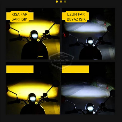 Baykuş Sis Farı Çift Renk Sarı-Beyaz Araç Motosiklet Off Road Led Lamba Delici Yayıcı Projektör 50W Metal Arazi Çalışma Lambası 1 Adet image 5