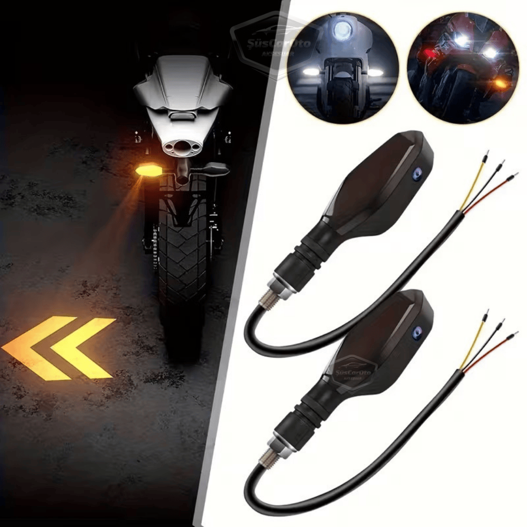 Üniversal RGB Animasyonlu Motosiklet LED Park Sinyal Lambası Projeksiyonlu Lazer Led Stop 12V Sağ Sol Takım Yüksek Parlaklık İkaz Işığı image 2