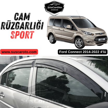 Ford Connect 2014-2022 Uyumlu Mugen Cam Rüzgarlığı Seti Piano Black 4'lü İthal Parlak Siyah image 0