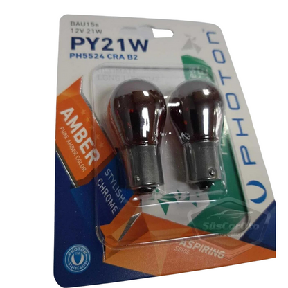 Photon Diadem Ampul Krom Amber Tek Duy Sinyal Ampulü 12V 21W 93 Turuncu Işık PY21W Yakın Tırnak 2'li Takım image 3