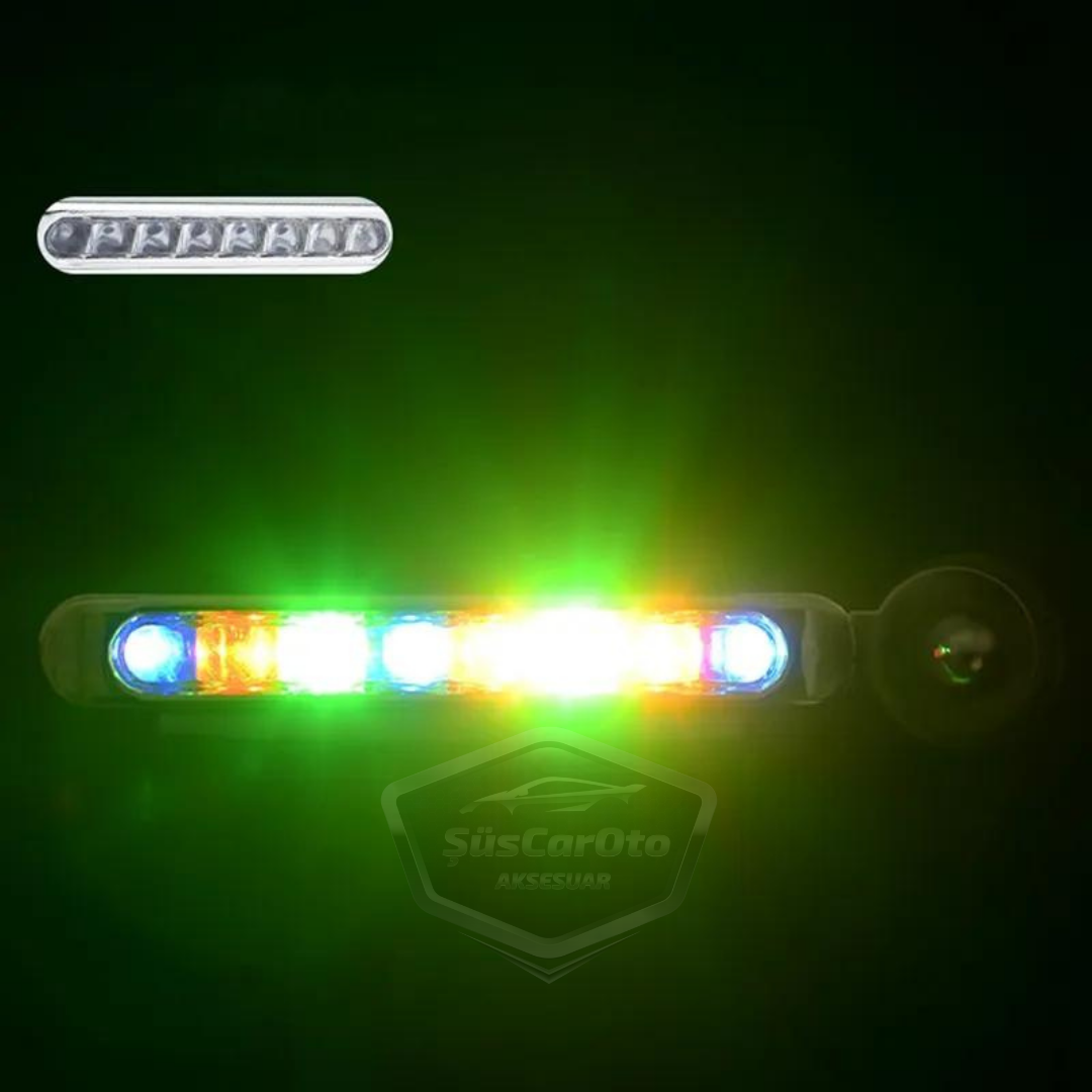 Araç Oto Rüzgar Enerjili Kablosuz 8 Ledli Gündüz Farı Araba Fırfırlı Elektriksiz Gündüz Ledi Lamba Su Geçirmez Renkli RGB image 6