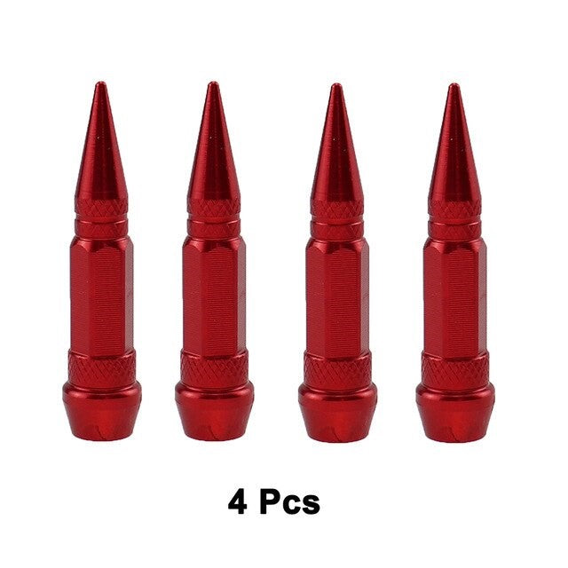 Sivri Sibop Kapağı Mermi Sibop Kapağı Araba Motosiklet Bisiklet Metal 4 lü Set Kırmızı image 8