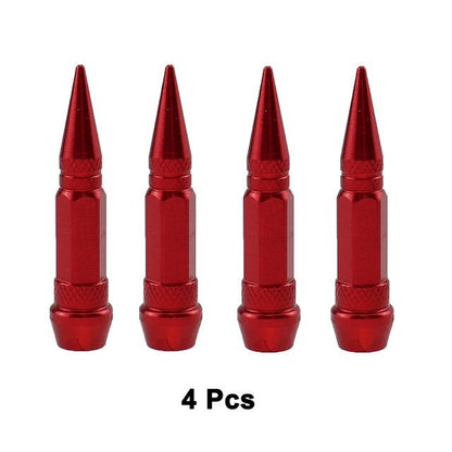 Sivri Sibop Kapağı Mermi Sibop Kapağı Araba Motosiklet Bisiklet Metal 4 lü Set Kırmızı image 8