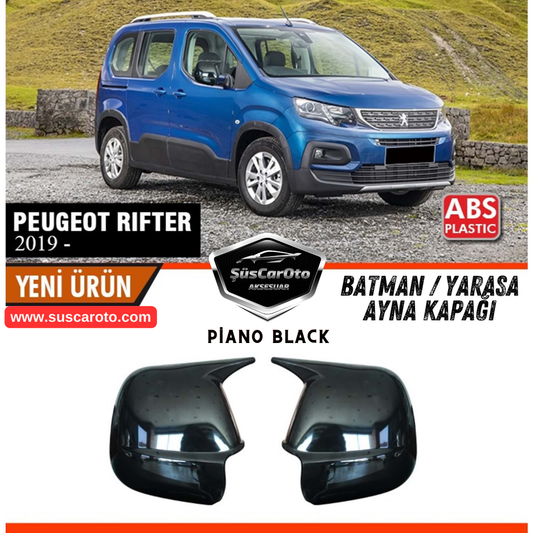 Peugeot Rifter 2019 Sonrası Uyumlu Batman Yarasa Ayna Kapağı Piano Black ABS Plastik Sağ Sol Takım image 0