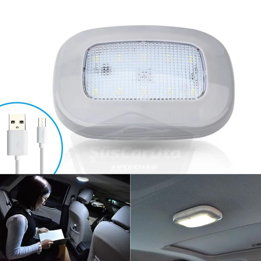 Araç İçi Tavan Lambası Gri Manyetik Tavan Aydınlatması Bagaj Lambası Mıknatıslı USB Şarjlı Oto İç Işık Beyaz Ledli image 0