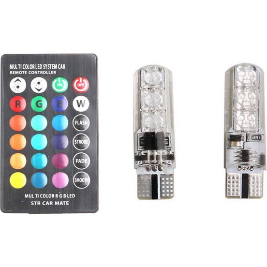 Araç Çakar Lamba RGB 16 Ledli Ampul Kumandalı Çakarlı Park Ampülü image 2
