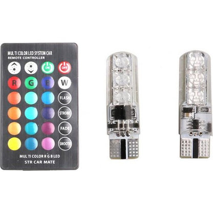 Araç Çakar Lamba RGB 16 Ledli Ampul Kumandalı Çakarlı Park Ampülü image 2