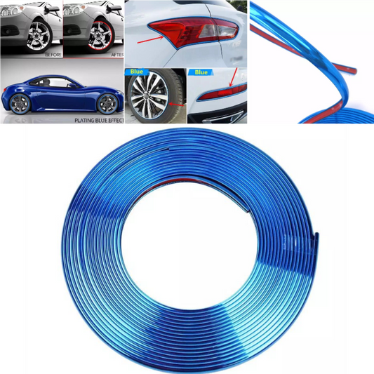 Araç Araba Oto Jant Fitili Metal Görünümlü Lastik Jant Trim Bandı Jant Şeriti 8 Metre Mavi image 0