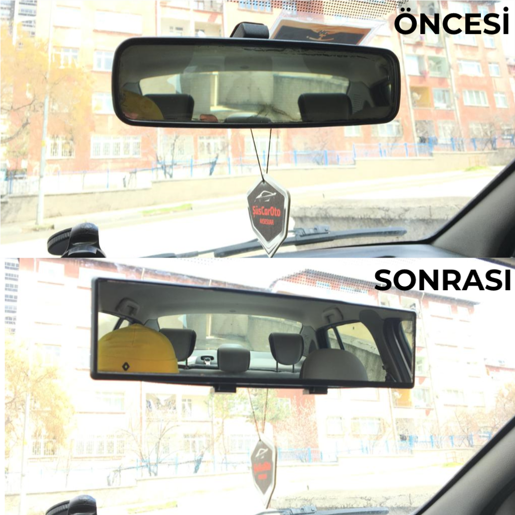 Carub 240 mm Bombeli Makaslı Geçmeli İç İlave Ayna Siyah image 0