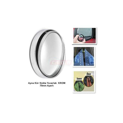 Carub Açısı Ayarlanabilir 75 mm Krom Yuvarlak Kör Nokta Aynası image 0
