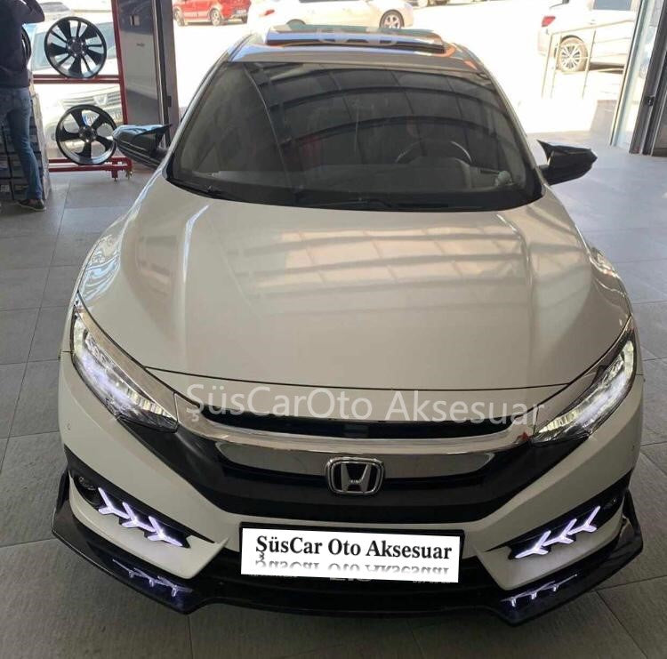 Honda Civic FC5 Esnek 3 Parça Lip Piano Black Flaplı Kanatlı image 1