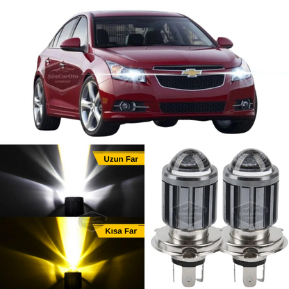 Chevrolet Cruze 2008-2016 Uyumlu Mercekli Far Ampulü Led Xenon Çift Renk Sarı-Beyaz Far Şimşek Etkili CSP Led Lamba Uzun Kısa 2 Adet Takım image 0