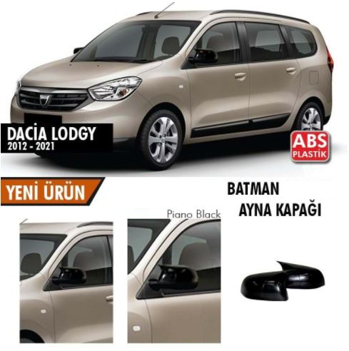 Dacia Lodgy 2012-2021 Batman Yarasa Ayna Kapağı Piano Black ABS Plastik image 0