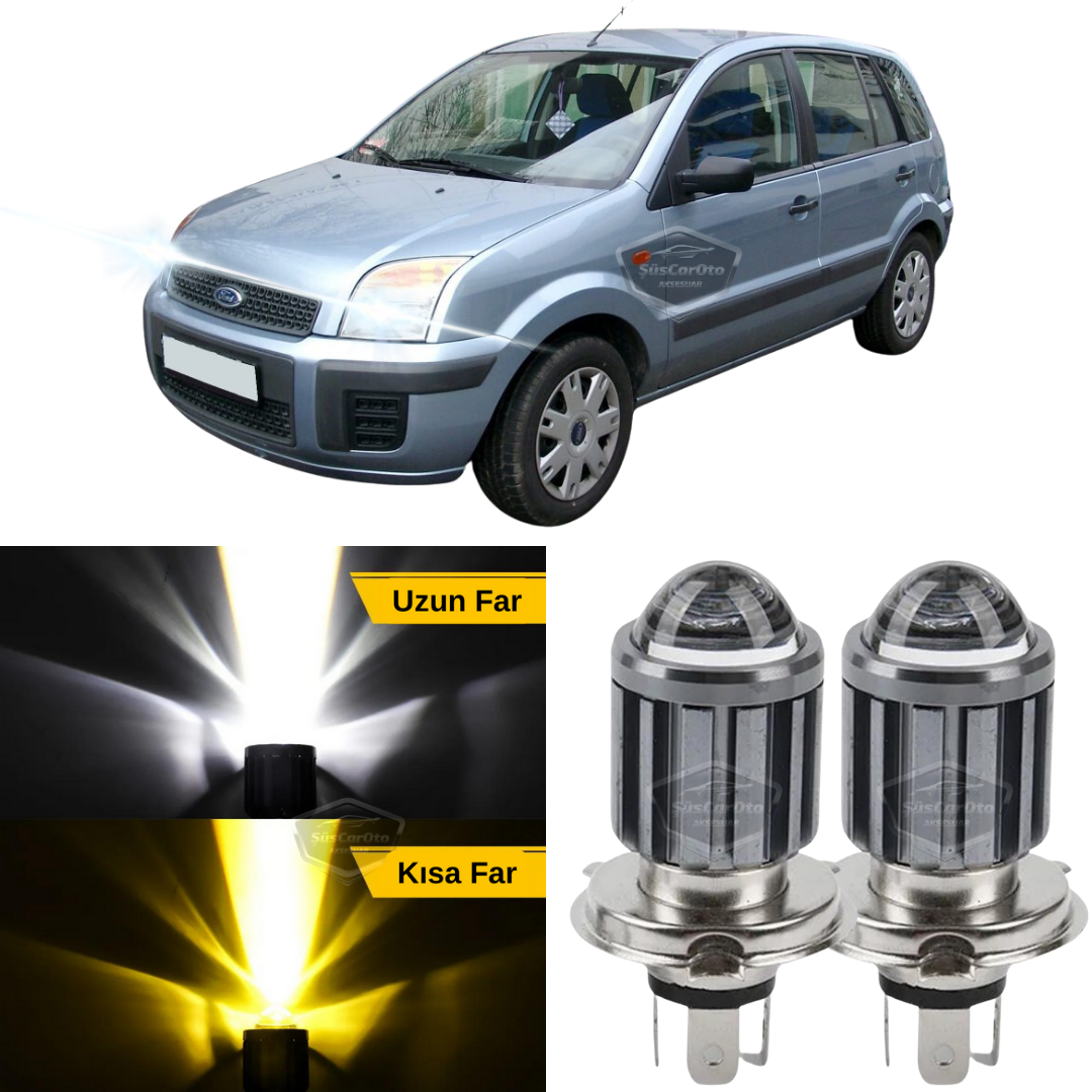 Ford Fusion 2002-2012 Uyumlu Mercekli Far Ampulü Led Xenon Çift Renk Sarı-Beyaz Far Şimşek Etkili CSP Led Lamba Uzun Kısa 2 Adet Takım image 0