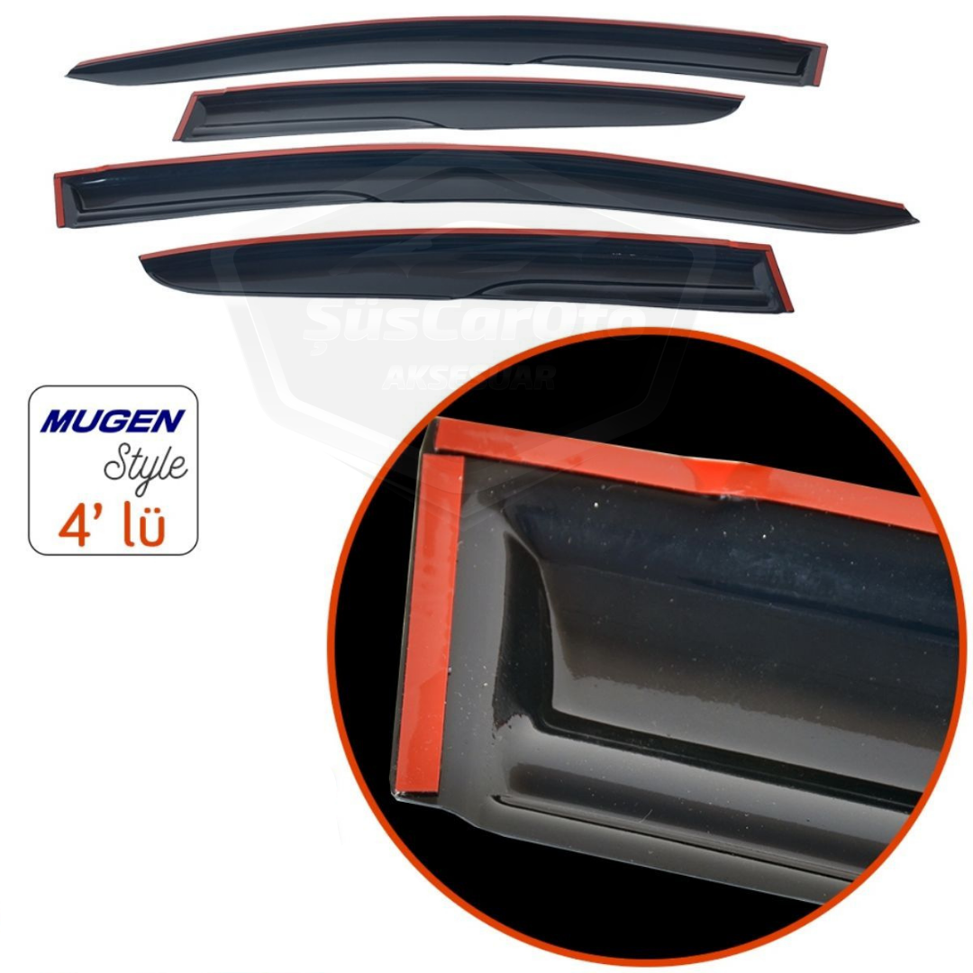 Toyota Corolla E120 2002-2006 Sedan Uyumlu Mugen Cam Rüzgarlığı Seti Piano Black 4'lü İthal image 3