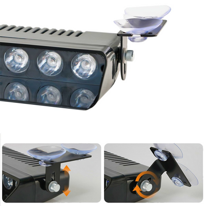 S12 Kumandalı Cam İçi Vantuzlu Polis Çakar Lamba İkaz Lambası 12 Ledli 14 Farklı Mod Kablosuz Kırmızı Mavi Çakmaklık Girişli image 8