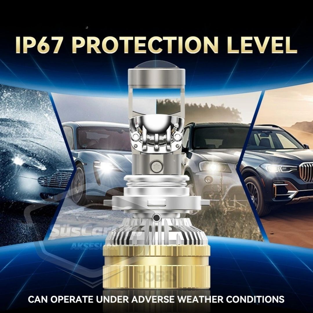 H4 Lazer Mercekli Far Ampulü Ufuk Çizgili Otomobil Araç Motosiklet Uyumlu Profesyonel Mini Projektör LED Beyaz Led Xenon Lamba 8200LM Şimşek Etkili Uzun Kısa 2 Adet 12/36v 55W image 5