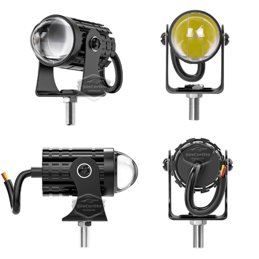 Motosiklet Mini Sis Farı Çift Renk Sarı-Beyaz Aç Kapa Düğmeli Scooter Araç Off Road Led Lamba 8V-80V Projektör Metal Kasa Arazi Çalışma Lambası 2 Adet Set image 4