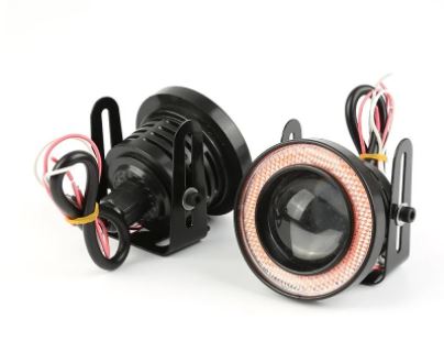 Üniversal Mercekli Angel Sis Farı Metal Su Geçirmez 89 mm Kırmızı Halkalı Angel Eyes image 4
