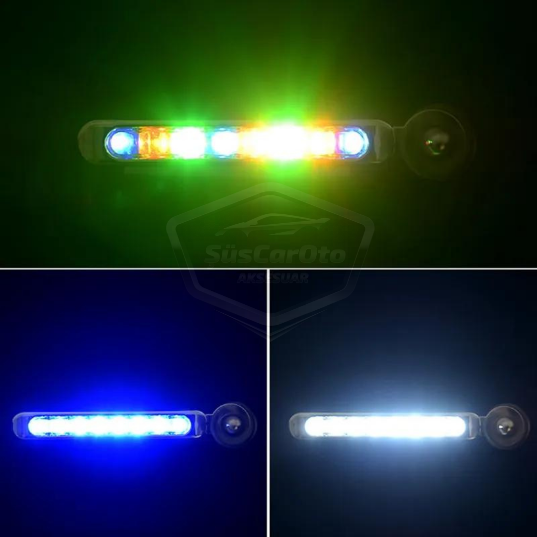 Araç Oto Rüzgar Enerjili Kablosuz 8 Ledli Gündüz Farı Araba Fırfırlı Elektriksiz Gündüz Ledi Lamba Su Geçirmez Renkli RGB image 8