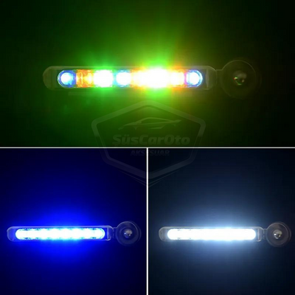 Araç Oto Rüzgar Enerjili Kablosuz 8 Ledli Gündüz Farı Araba Fırfırlı Elektriksiz Gündüz Ledi Lamba Su Geçirmez Renkli RGB image 8