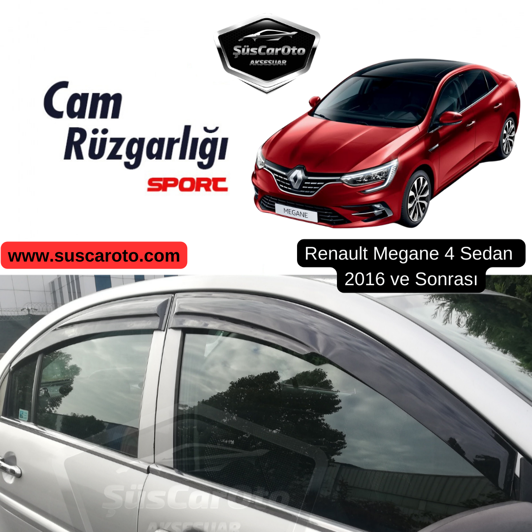 Renault Megane 4 Sedan 2016 ve Sonrası Uyumlu Mugen Cam Rüzgarlığı Seti Piano Black 4'lü İthal image 0
