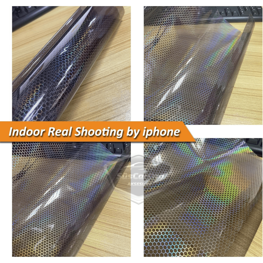 Siyah Hologram Petek Desen Far Stop Filmi Far Folyosu Far Çizik Çizilme Engelleyici Folyo 100 x 30 cm image 5