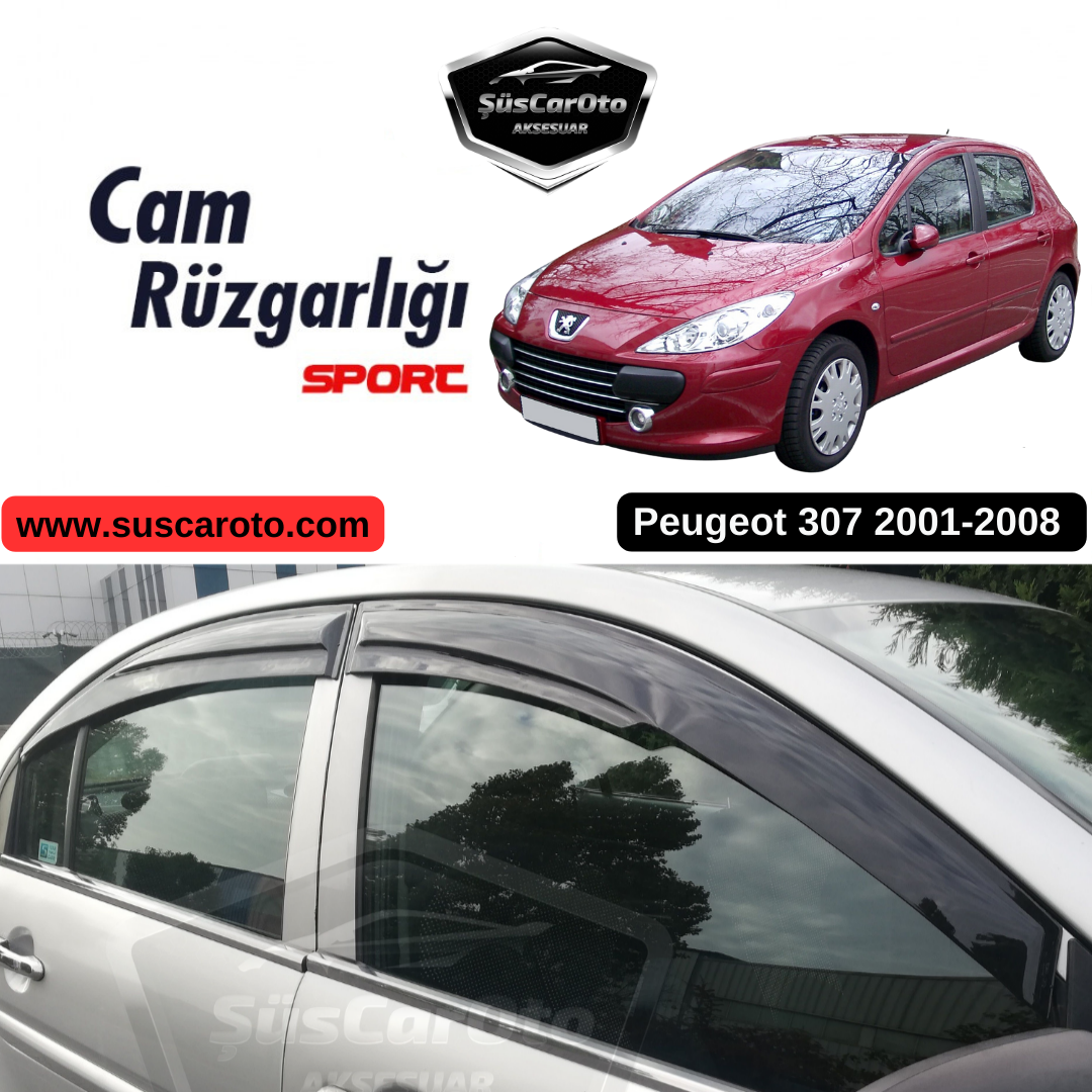 Peugeot 307 2001-2008 Uyumlu Mugen Cam Rüzgarlığı Seti Piano Black 4'lü İthal image 0