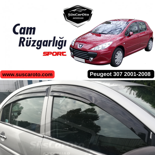 Peugeot 307 2001-2008 Uyumlu Mugen Cam Rüzgarlığı Seti Piano Black 4'lü İthal image 0