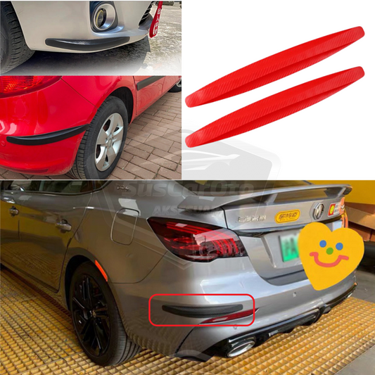 5D Esnek Tampon Koruma Bandı Tampon Koruyucu Şerit Yumuşak Bant 2 li Paket Kırmızı Karbon image 0