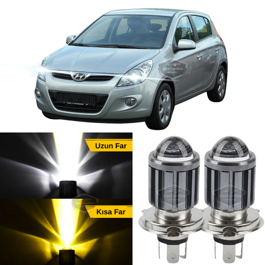 Hyundai İ20 2008-2014 Uyumlu Mercekli Far Ampulü Led Xenon Çift Renk Sarı-Beyaz Far Şimşek Etkili CSP Led Lamba Uzun Kısa 2 Adet Takım image 0