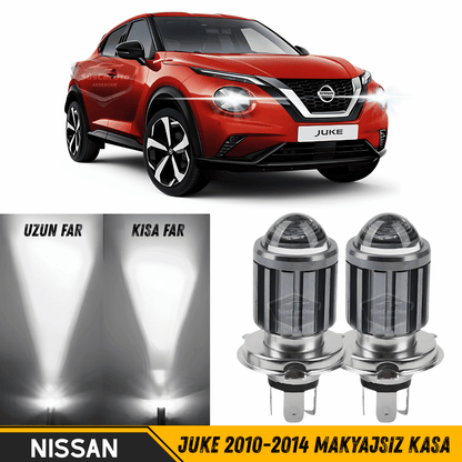 Nissan Juke 2010-2014 Makyajsız Kasa Uyumlu Mercekli Far Ampulü Led Xenon Beyaz Renk Far Şimşek Etkili CSP Led Lamba Uzun Kısa 2 Adet Takım image 0