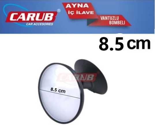 Carub İç Dikiz Aynası Vantuzlu Bombeli Yuvarlak Orta 8.5 cm image 0