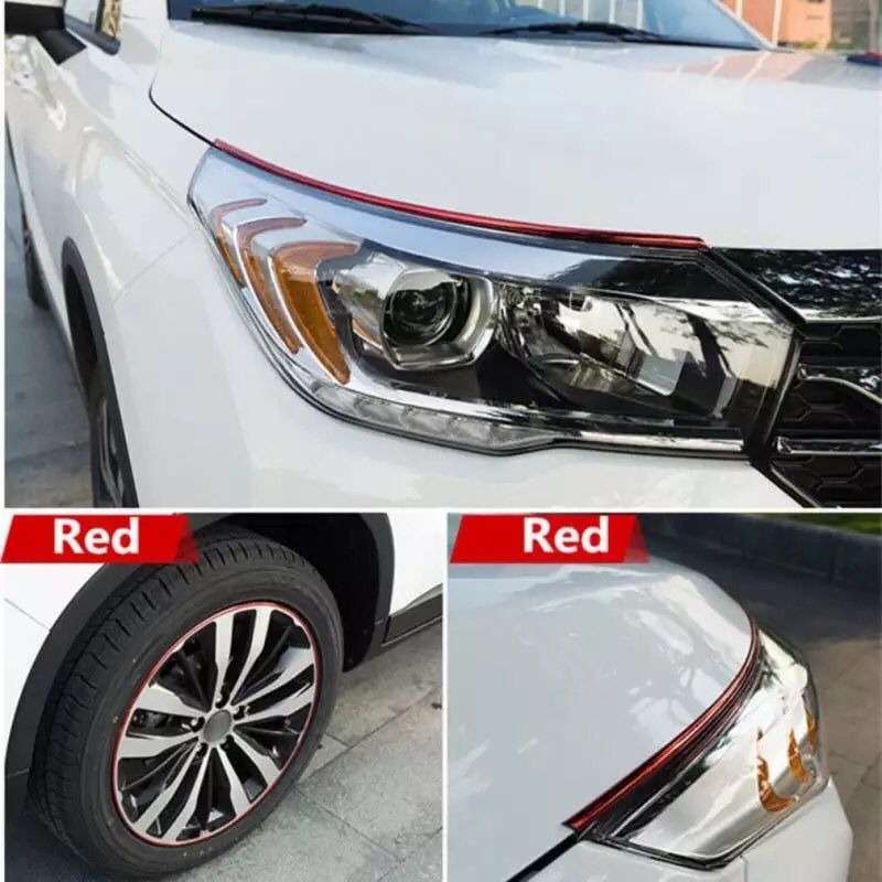 Araç Araba Oto Jant Fitili Metal Görünümlü Lastik Jant Trim Bandı Jant Şeriti 8 Metre Kırmızı image 6