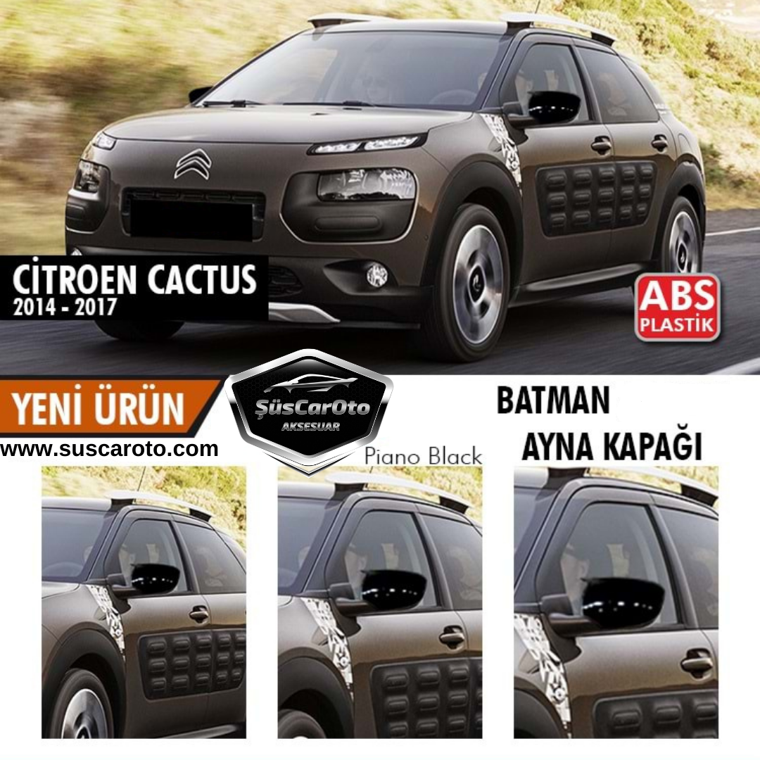 Citroen C4 Cactus 2014-2017 Uyumlu Batman Yarasa Ayna Kapağı Piano Black ABS Plastik image 0