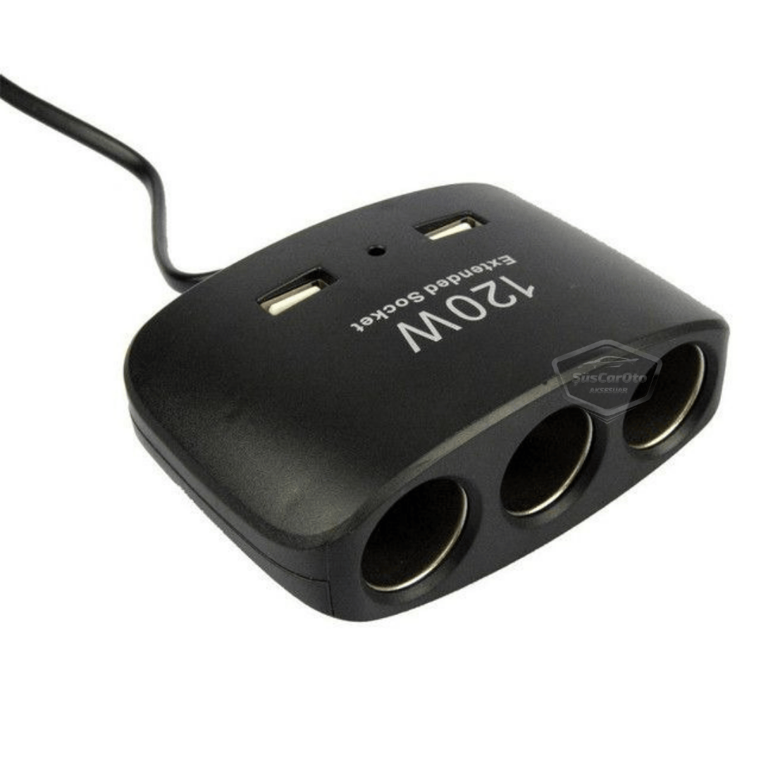 Üniversal 3 lü Çakmak Soketi 120W Çakmaklık Çoğaltıcı 2 Usb Araç Şarj Cihazı Çakmaklık Şarj Çakmak Çoklayıcı 12v/24v image 2