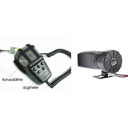 3 Sesli Mikrofonlu Megafonlu 12V Polis Sireni image 3