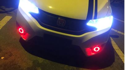 Üniversal Mercekli Angel Sis Farı Metal Su Geçirmez 89 mm Kırmızı Halkalı Angel Eyes image 2