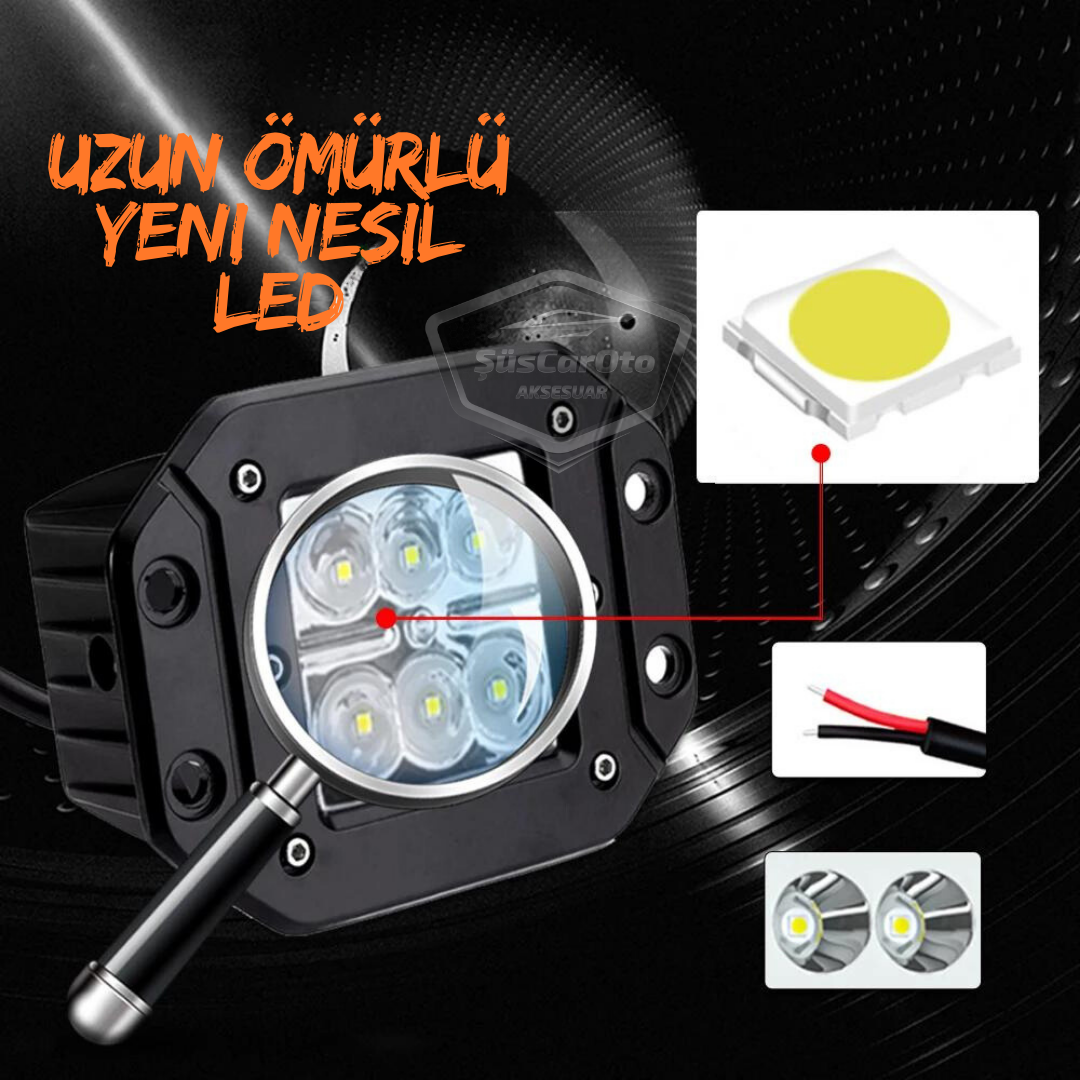 Gömme Tip Beyaz 6 Led Araç Motosiklet Off Road Led Lamba Delici Yayıcı Projektör 18W Metal Sis Arazi Çalışma Lambası 12v-24v 1 Adet image 7