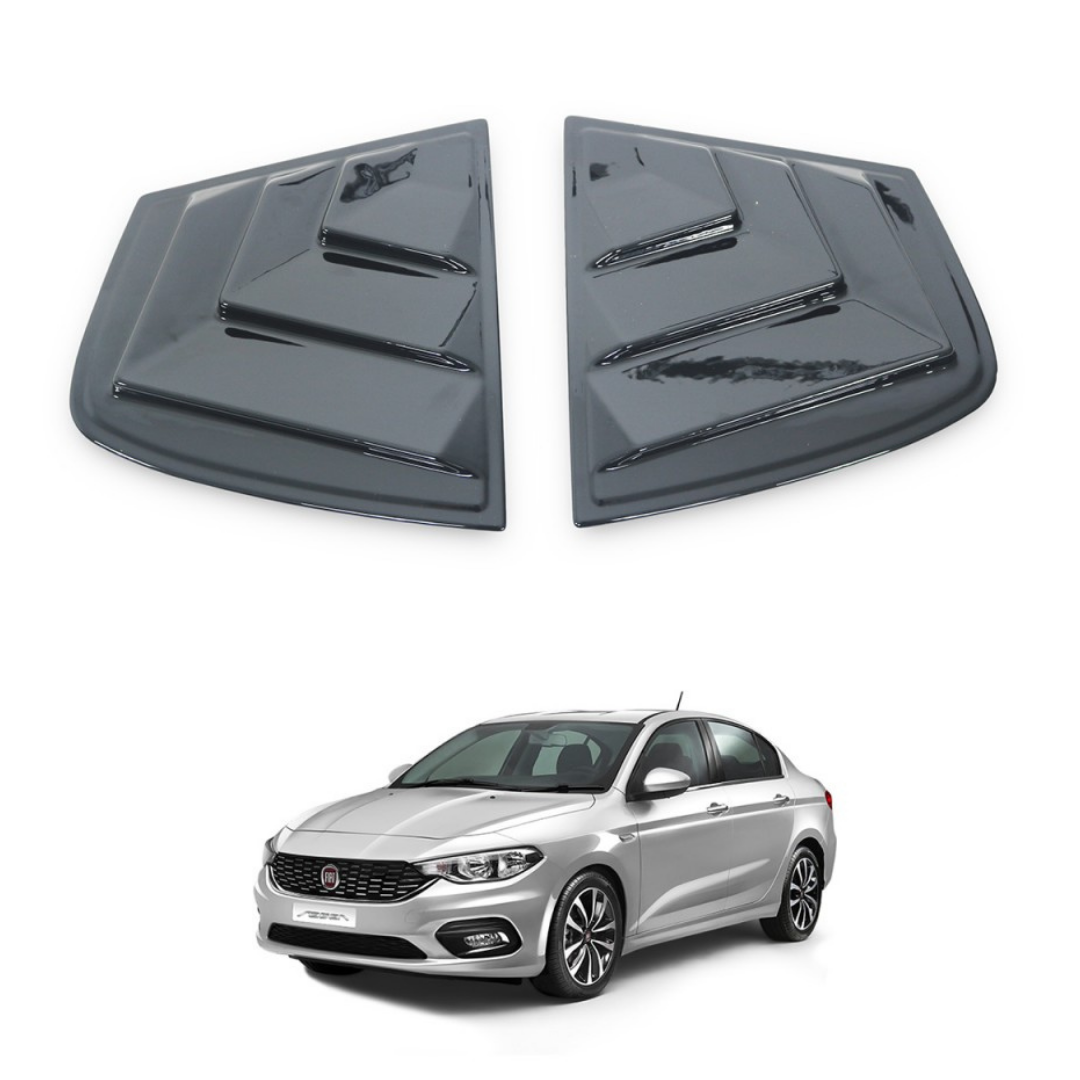 Fiat Egea Sedan 2015 Sonrası Kelebek Cam Izgarası Kelebek Cam Vizörü Havalandırma Sağ Sol Takım Parlak Siyah image 7