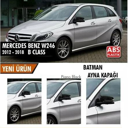 Mercedes Benz W246 2012-2018 Batman Yarasa Ayna Kapağı Piano Black ABS Plastik image 0