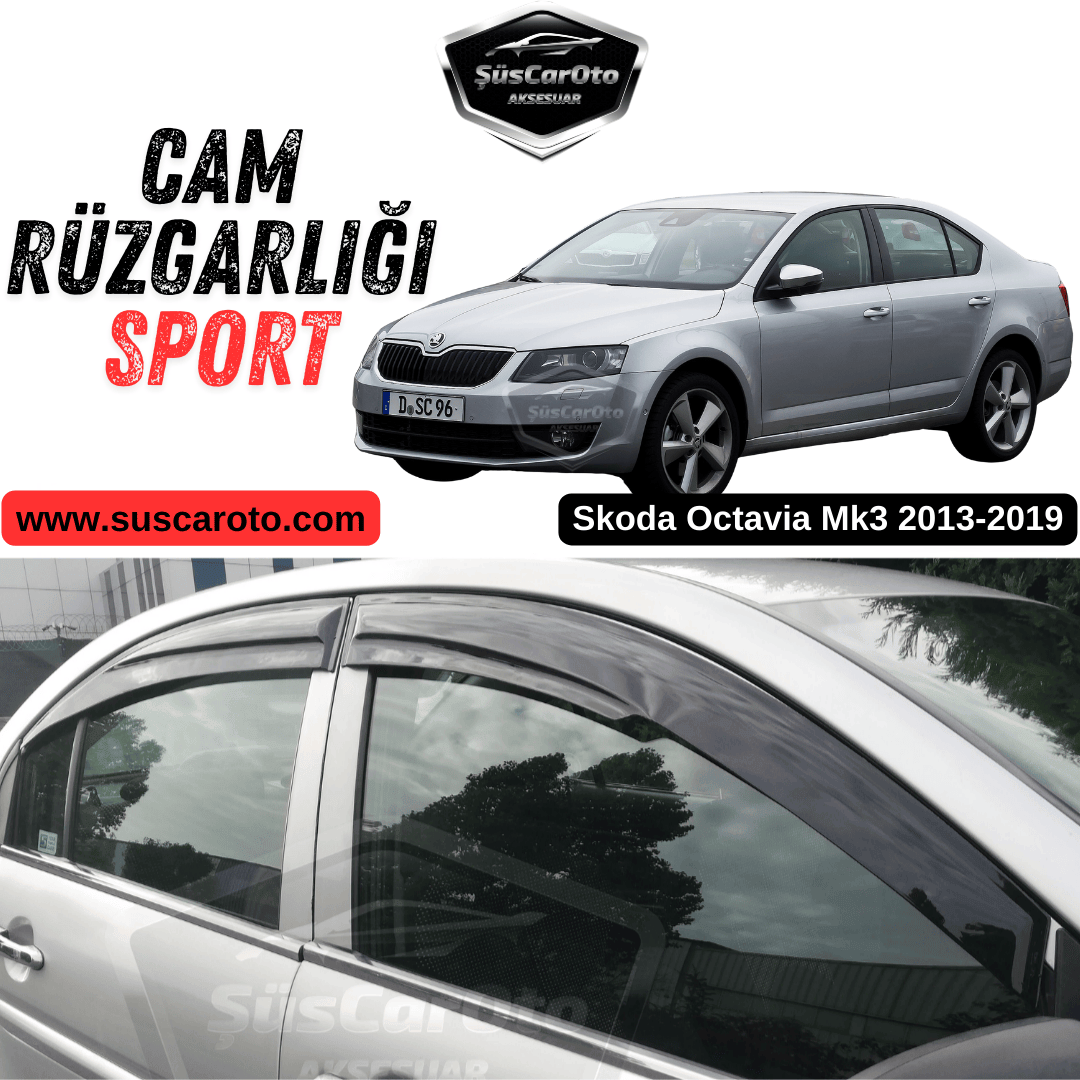 Skoda Octavia Mk3 2013-2019 Uyumlu Mugen Cam Rüzgarlığı Seti Piano Black 4'lü İthal Parlak Siyah image 0