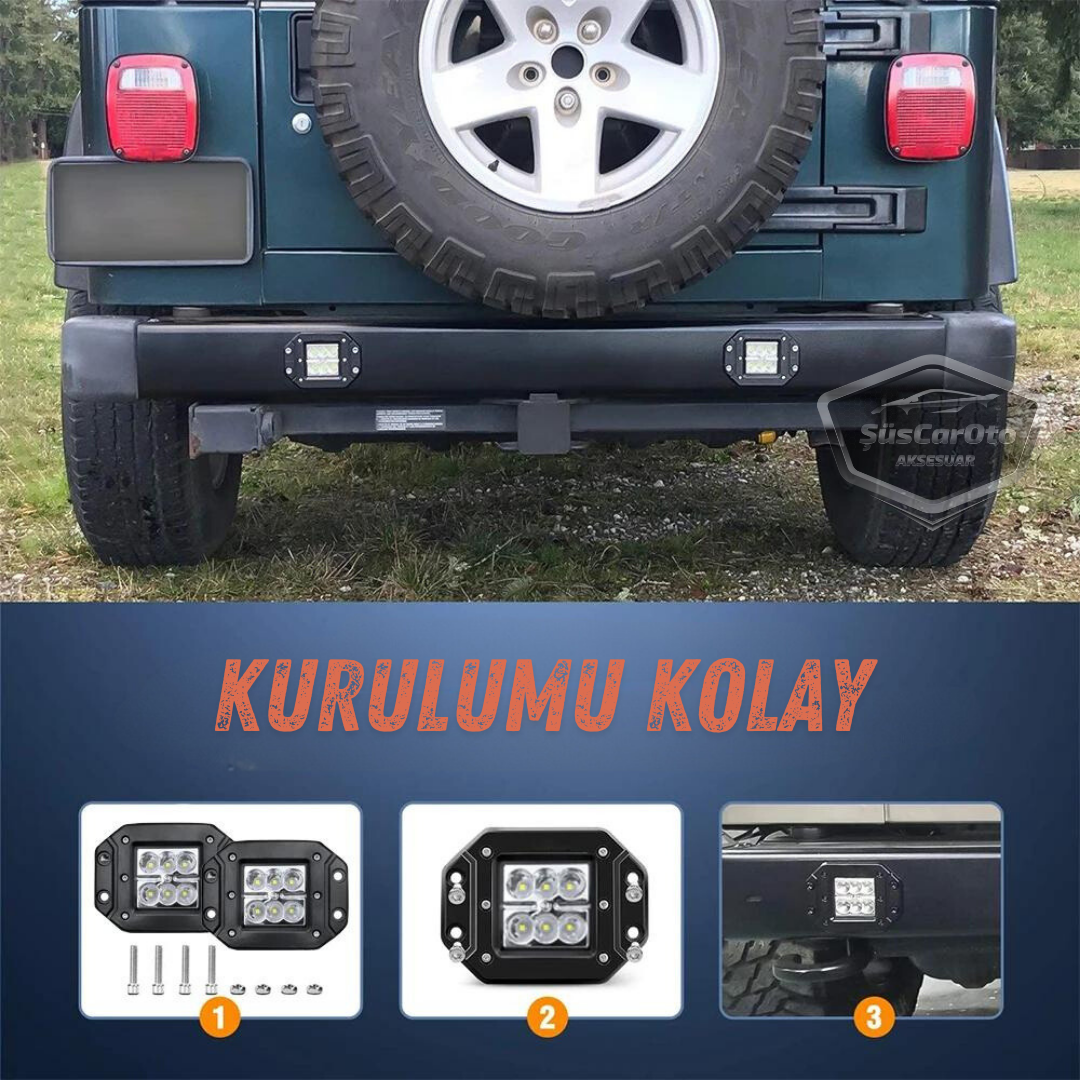 Gömme Tip Beyaz 6 Led Araç Motosiklet Off Road Led Lamba Delici Yayıcı Projektör 18W Metal Sis Arazi Çalışma Lambası 12v-24v 1 Adet image 5