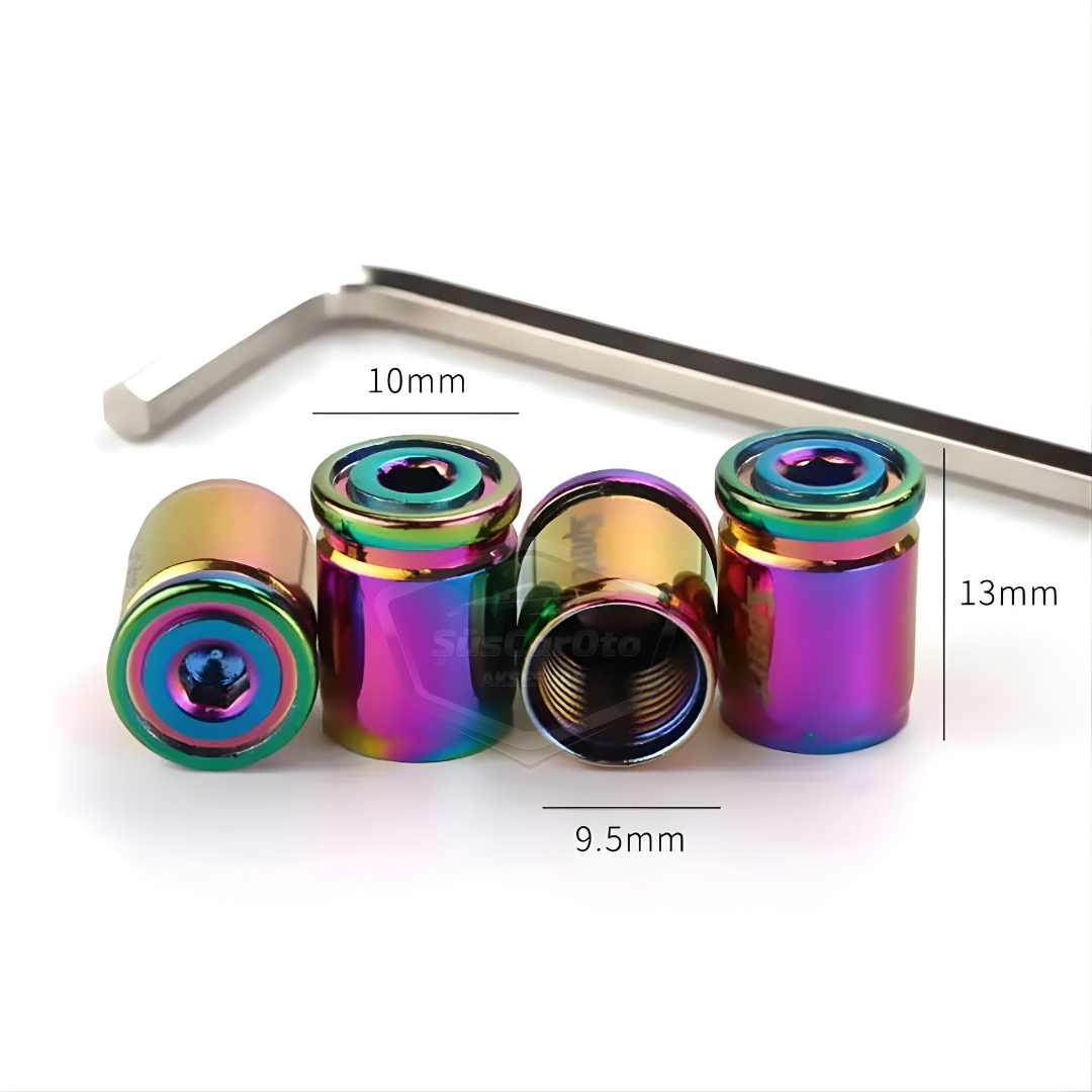 Kilitlemeli Sibop Kapağı Alyanlı Sibop Kapağı Araba Motosiklet Bisiklet Metal Sıkmalı Mavi 4 lü Set image 6